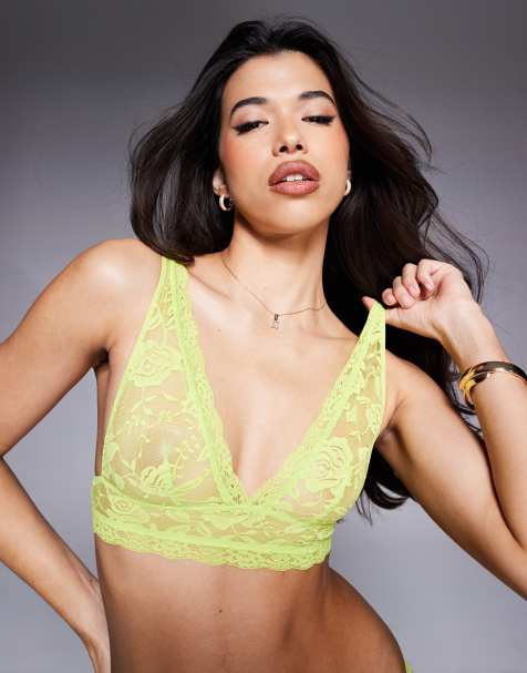 River Island lace bralet co-ord in lime - view 1