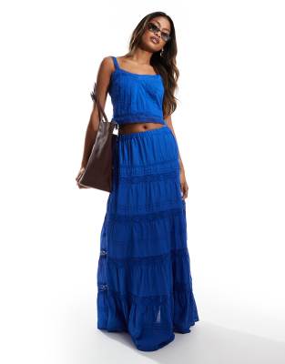 River Island Lace Bralette In Blue