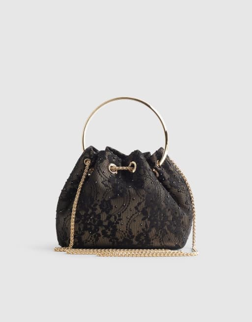 River Island Lace bucket clutch bag in black , 3 of 3