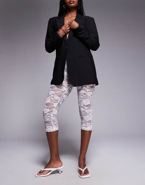 River Island lace capri pants in white - view 1