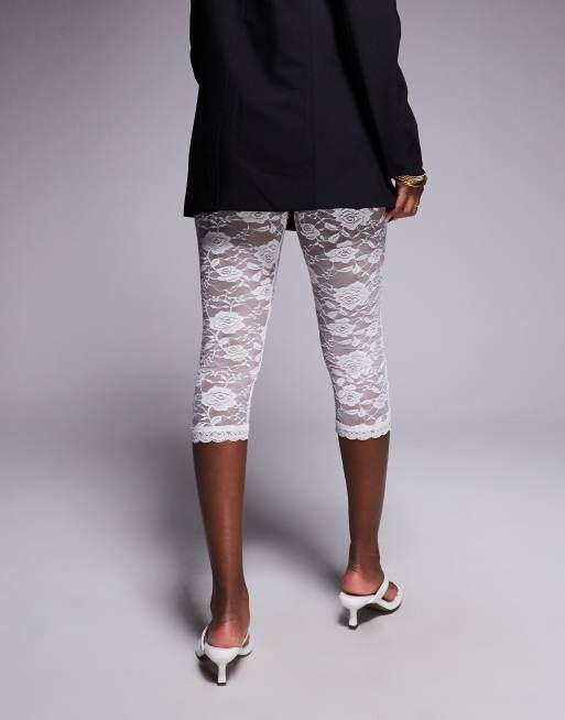 River Island lace capri pants in white