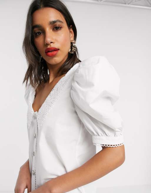 river island lace collar top