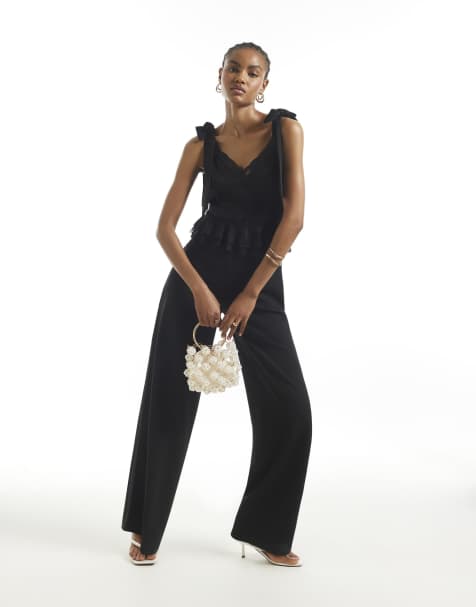 River Island Lace corset jumpsuit in black - view 1