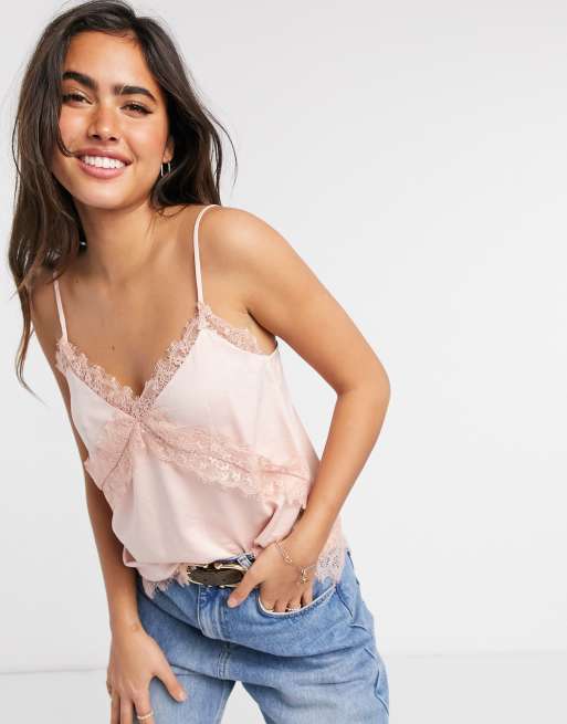 Lace Detail Cami Top In Cream