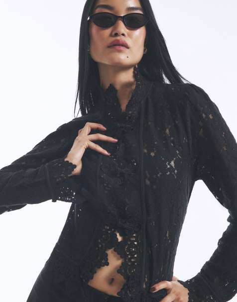 River Island Lace detail drummer jacket in black - view 1
