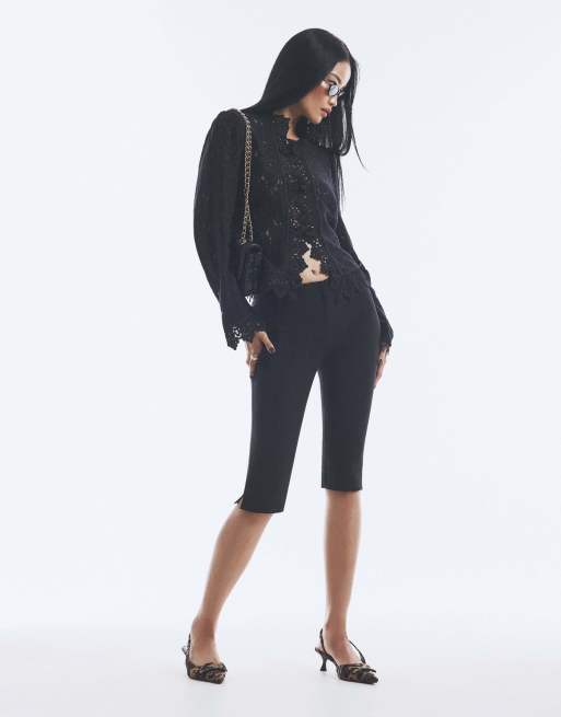 River Island Lace detail drummer jacket in black, 3 of 4