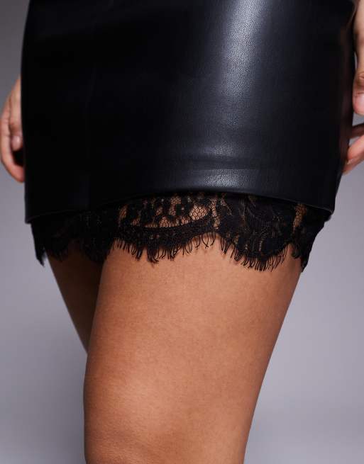 River Island lace detail mini skirt in black ASOS
