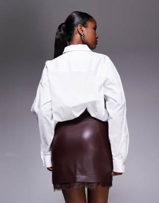 River Island Lace Detail Mini Skirt In Red