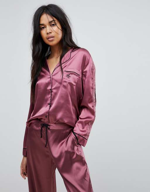 River Island Lace Detail Pyjama Set, 2 of 3
