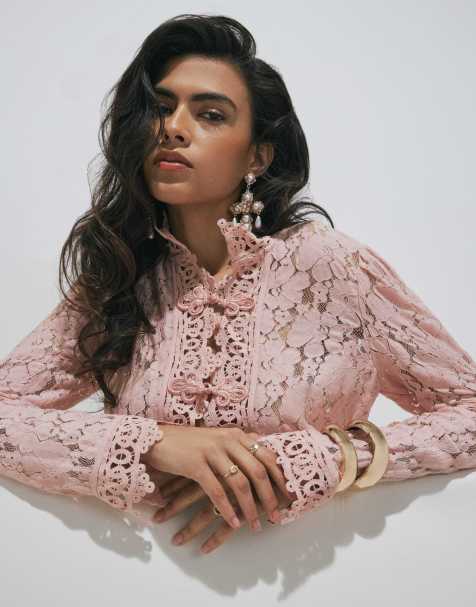 River Island Lace drummer jacket in pink - view 1
