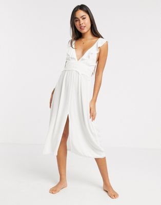 white midi beach dress