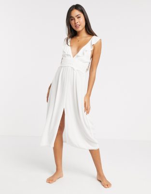 white midi beach dress