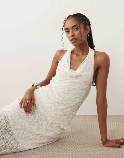 River Island lace halterneck top co-ord in cream - view 1