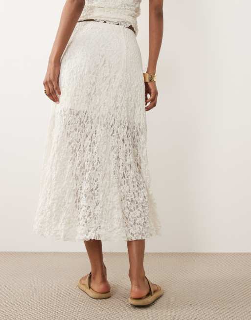 River Island lace maxi skirt co-ord in cream, 5 of 5