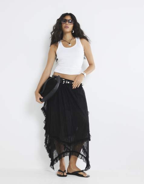 River Island Lace maxi skirt in black - view 1