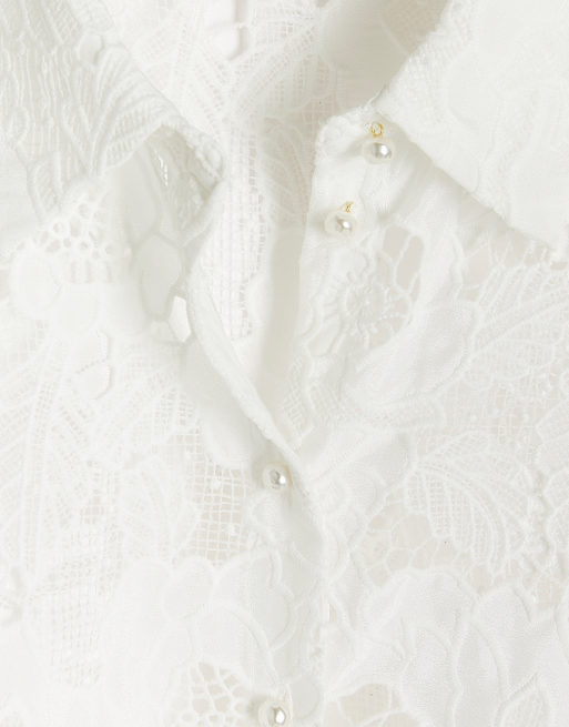 River Island Lace shirt in white, 3 of 4