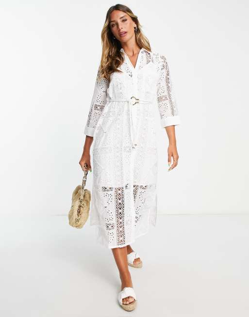 White lace shirt store dress