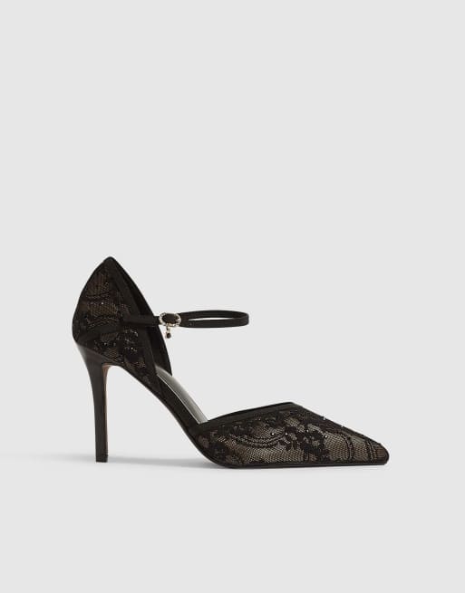 River Island Lace stiletto court heels in black, 3 of 4