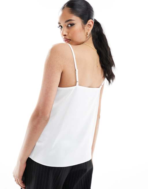 River Island Lace trim cami top in white | ASOS