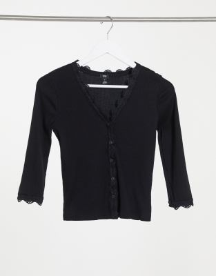 lace trim cardigan