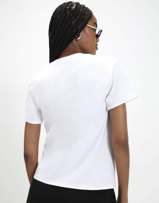 River Island Lace trim corset print t-shirt in white , 4 of 4