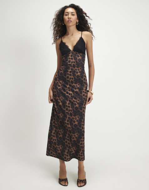 River Island Lace trim leopard print maxi dress in beige - view 1