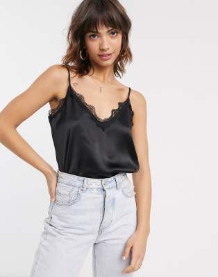 black satin cami