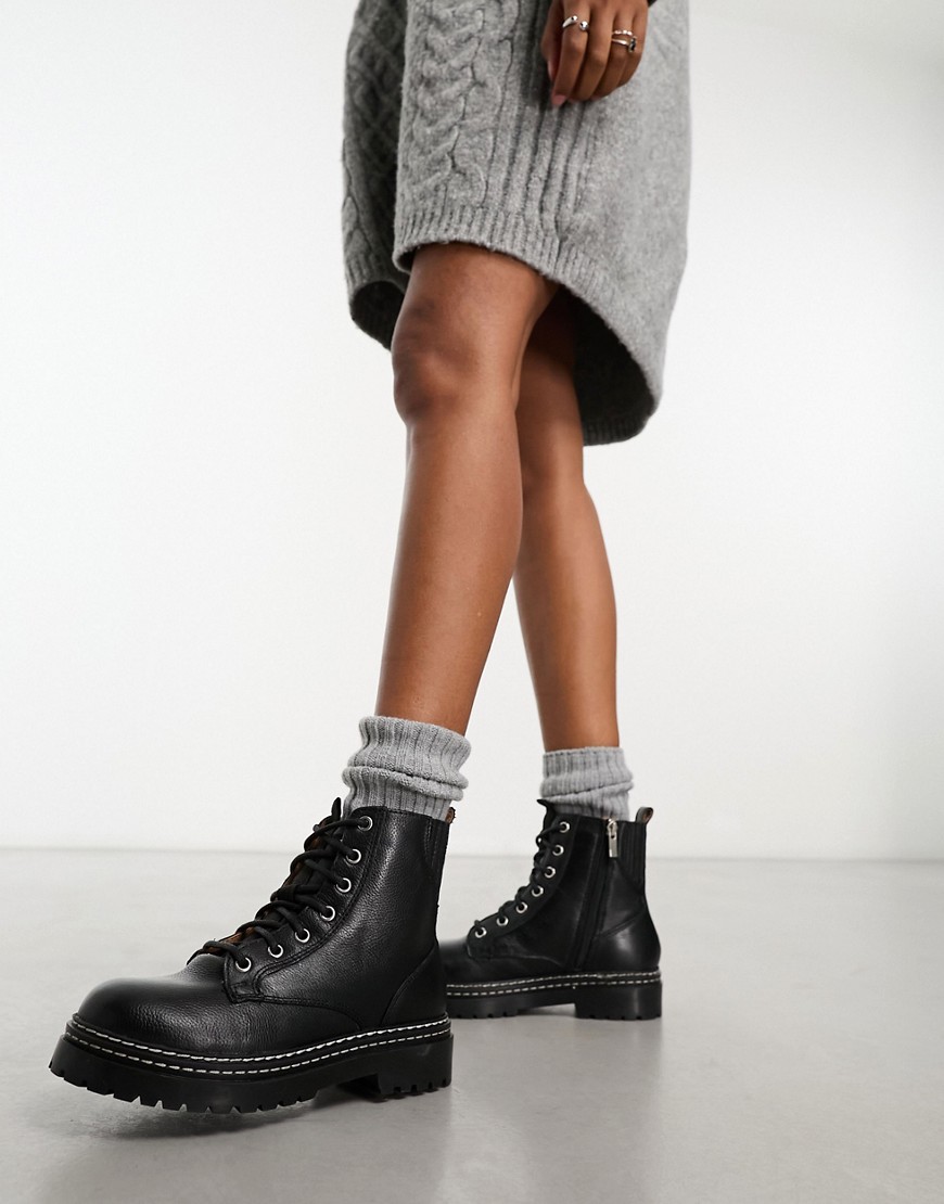 River Island lace up boot in black