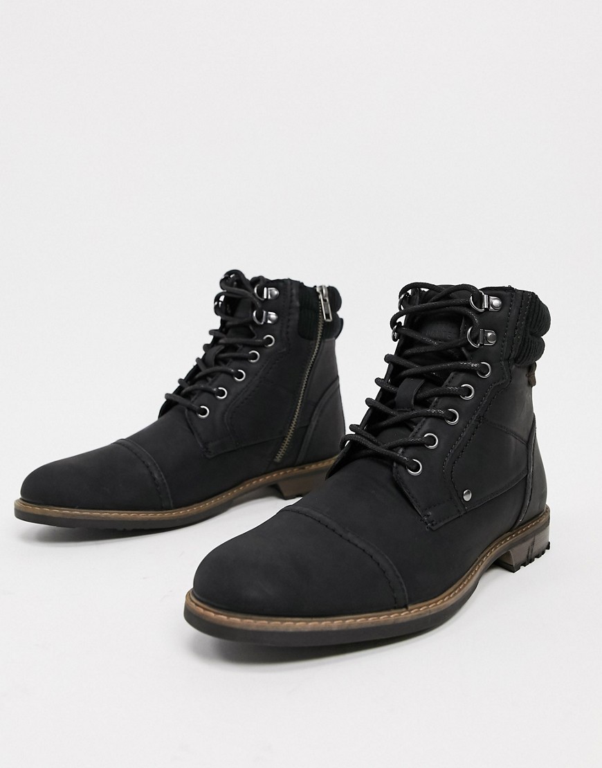 River Island lace-up boots in black