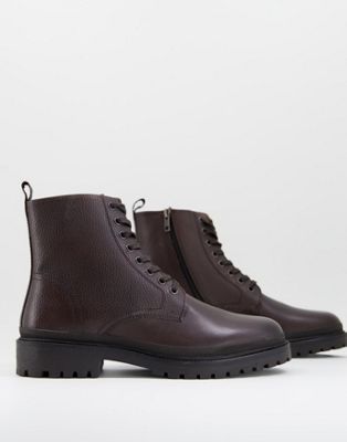 River Island lace up boots in brown