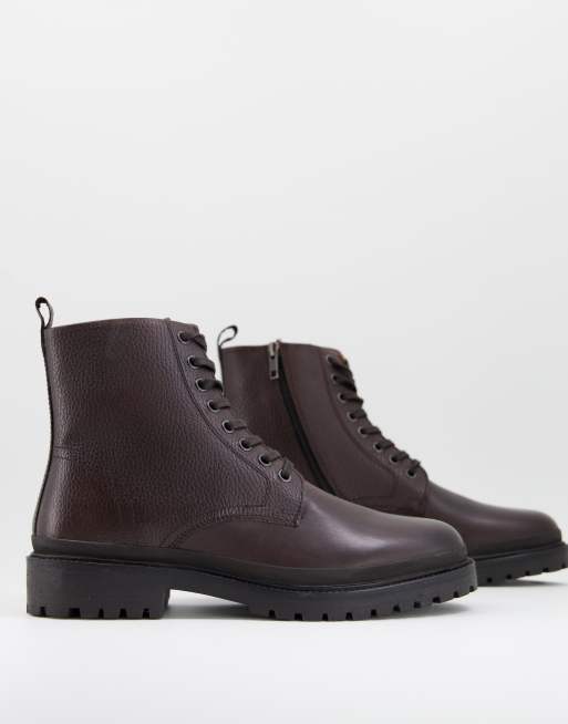 River Island lace up boots in brown | ASOS