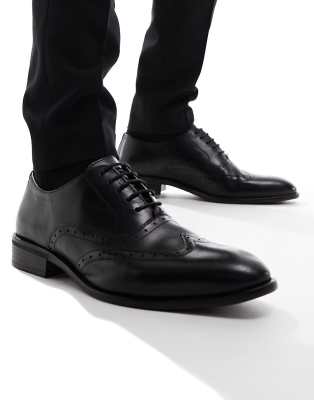 River Island lace up brogue shoes in black