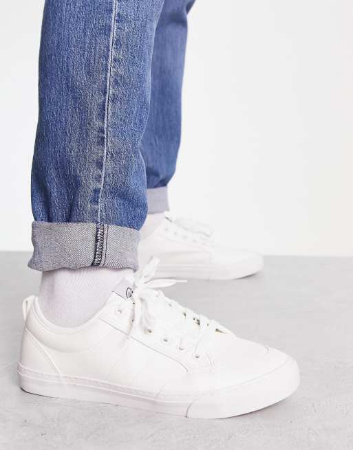 River Island lace up canvas sneakers in white | ASOS