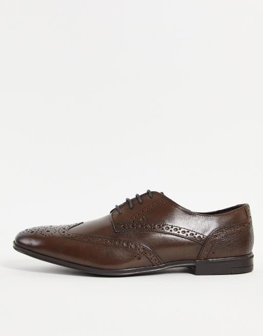 River Island lace up derby brogues in dark brown