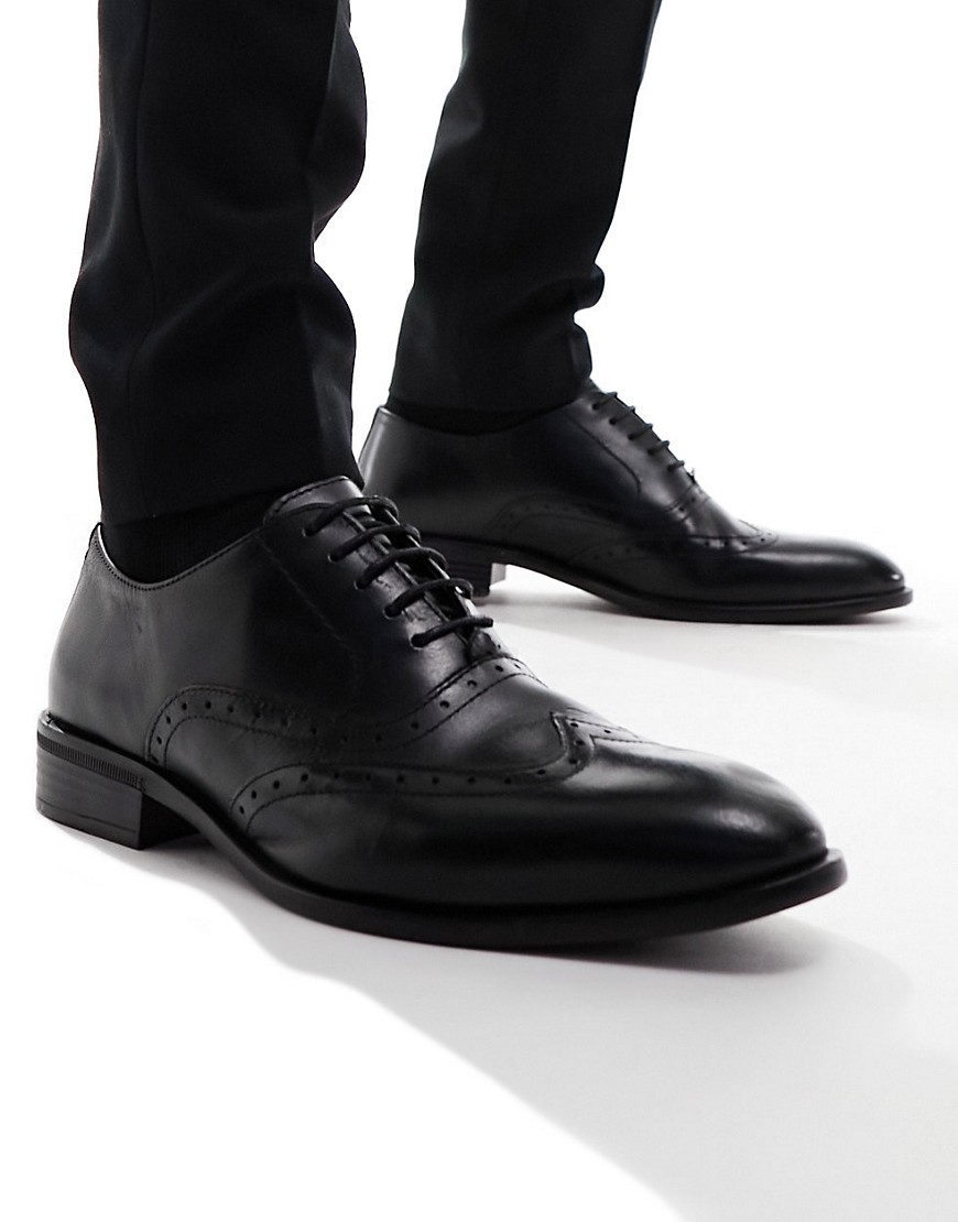 River Island lace up derby shoes in black