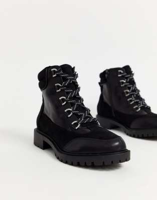 black lace up hiker boots