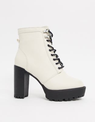 River Island lace up hiker boot in white | ASOS