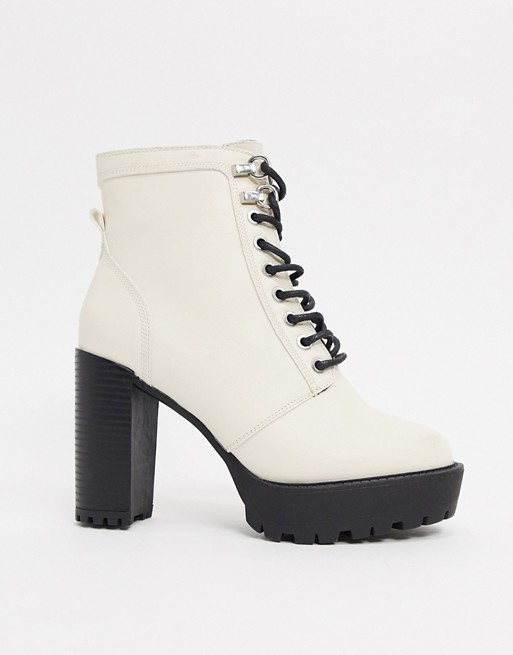 River Island lace up hiker boot in white