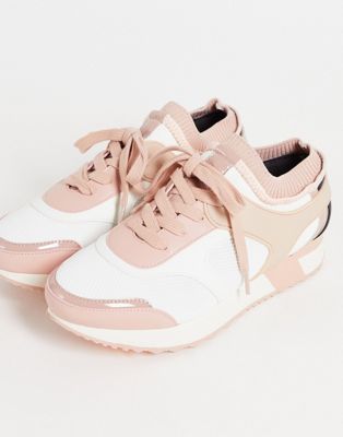 River Island lace up trainer in pink