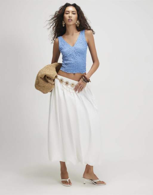 River Island Lace v neck cami top in blue, 2 of 4