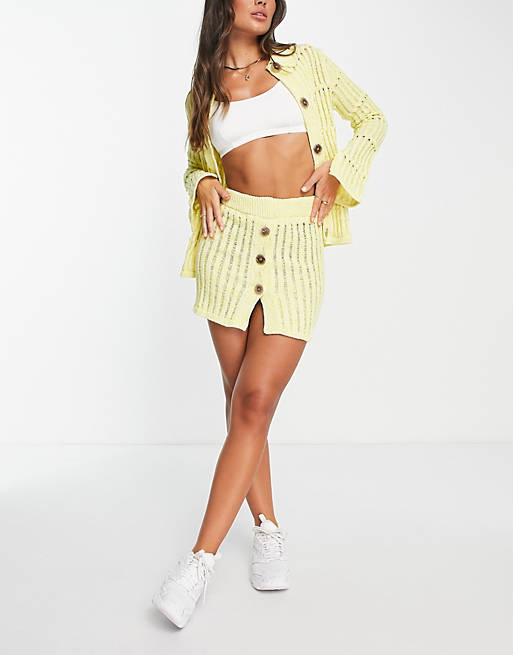 River Island ladder crochet mini skirt in yellow - part of a set