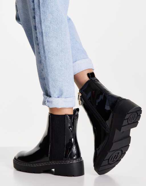 exotisch Regeringsverordening Standaard River Island - Lakleren chelsea boots met dikke zool en brede pasvorm in  zwart | ASOS