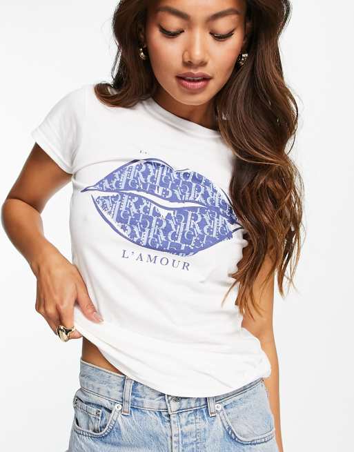 River island lips sales t shirt