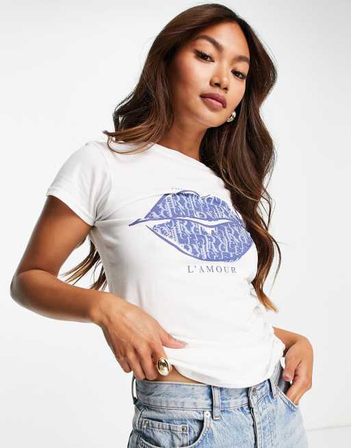 River island lips sales t shirt