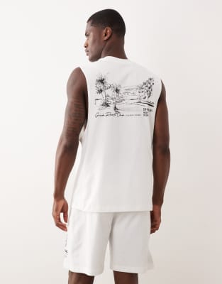 River Island landscape print tank and shorts set in white white 11590₽