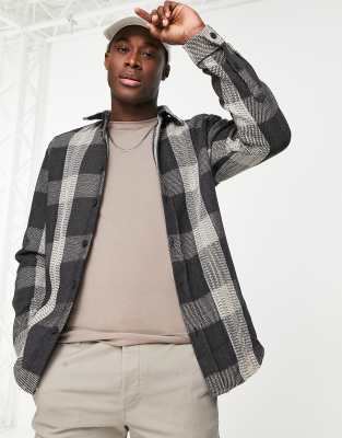 River Island long sleeve check shirt in grey - ASOS Price Checker