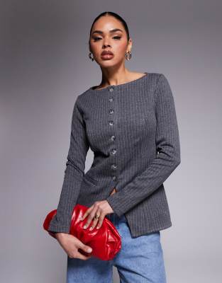 River Island - Langärmliges Oberteil in Grau