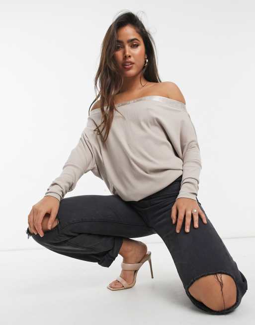 River island off deals the shoulder jumper