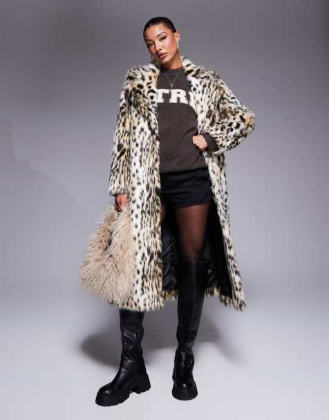 River Island – Langer Kunstpelz-Mantel mit Leopardenmuster - view 1