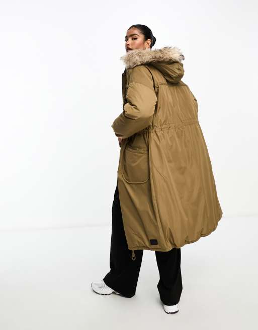 River island khaki on sale coat